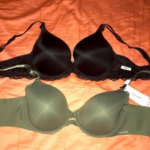 36/C Bras! Calvin Klein, green. Modern movement, black. Never been worn!